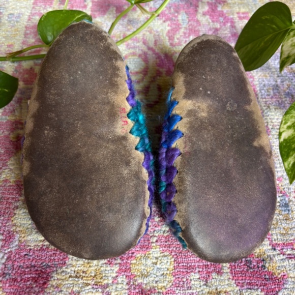 Cosy woolen peacock-coloured Padraig Cottage child slippers - Picture 3 of 4